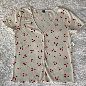 Old Navy Cherry Print V-Neck Tee, Large Tall